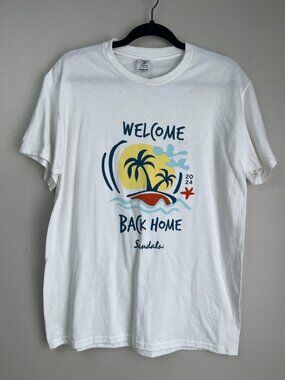 Sandals Resorts 2024 Welcome Back Home Tropix T Shirt White Large Caribbean